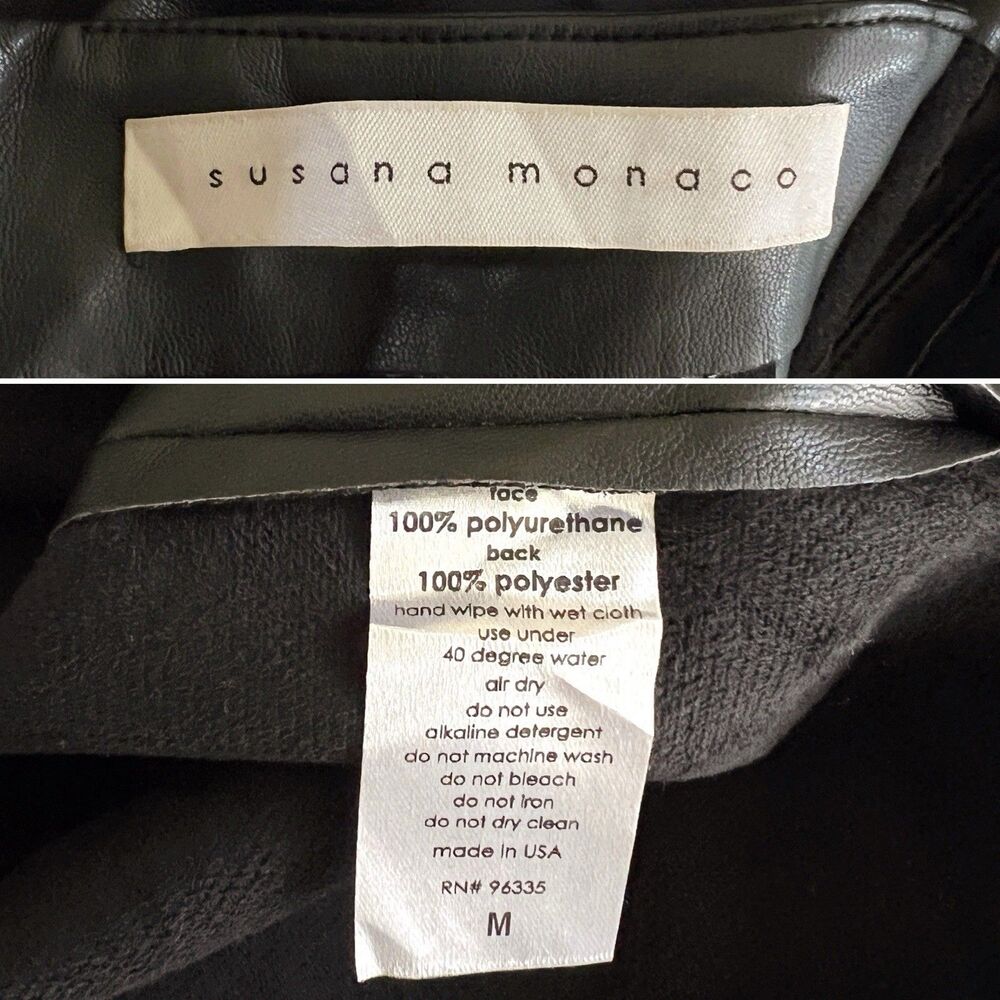 Susana Monaco Faux Leather Mini Dress Medium Spaghetti Strap Sexy Sleeveless USA - Picture 2 of 3